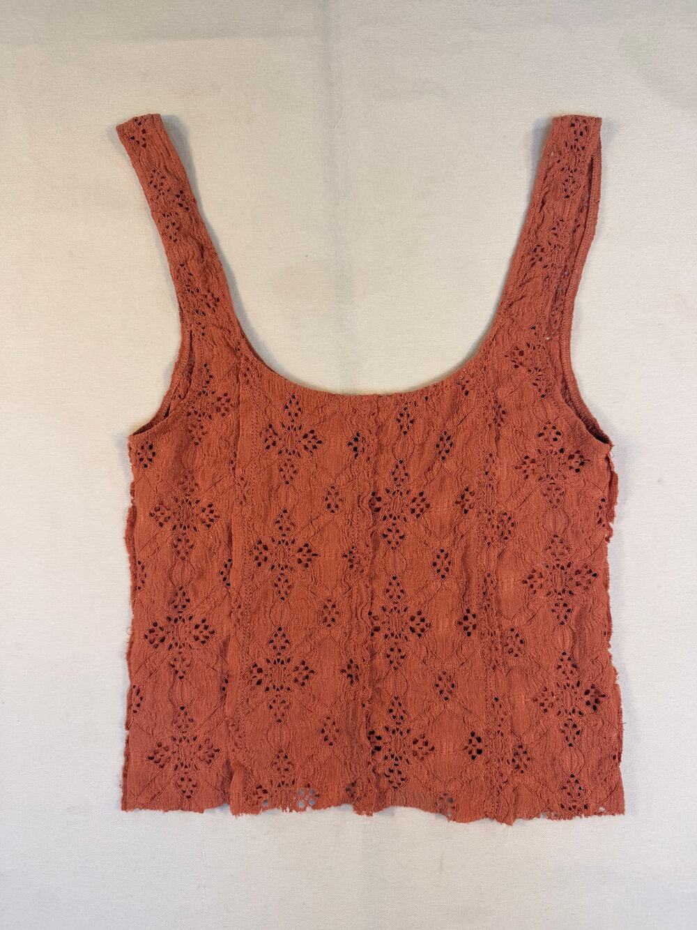Free People Intimately Eyelet Knit Tank Top Rust Orange Size Small